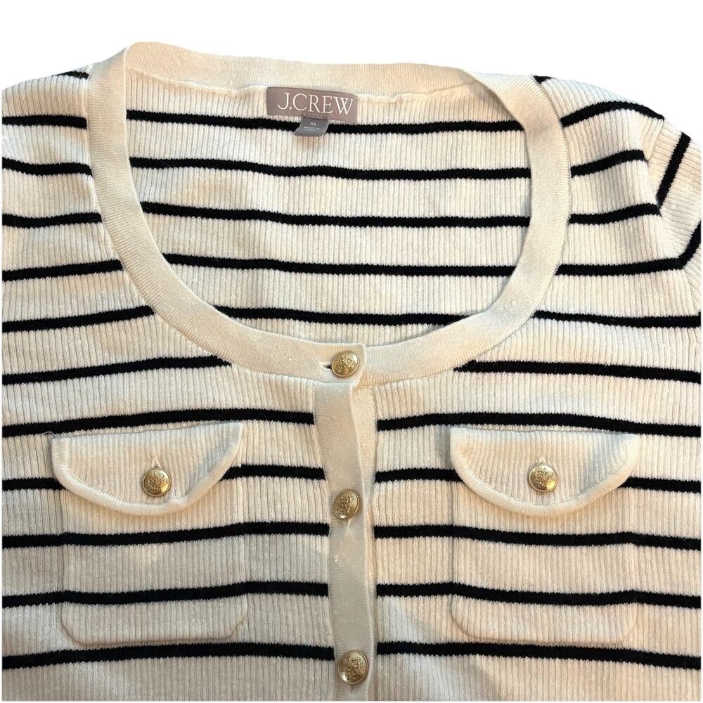 J Crew Sweater Cardigan Women XL Button Up Knit Sweater Tee Merlino Wool Black - Picture 2 of 8